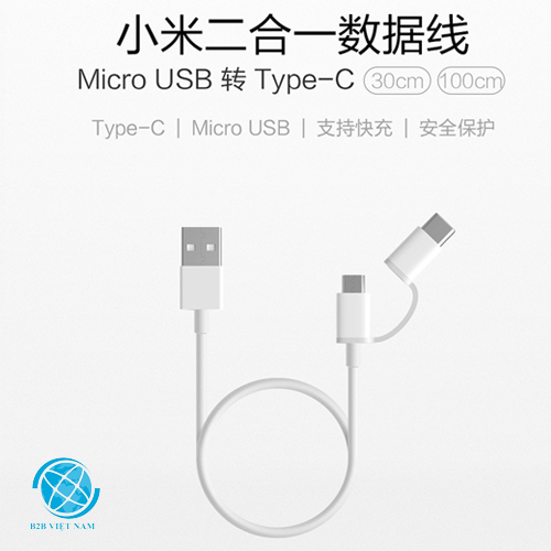 Cáp sạc Xiaomi Mi 2-In-1 Micro Usb to Type C